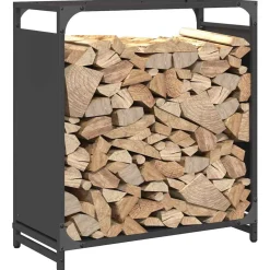 VIDAXL - Portant de bois chauffage noir 60x28x65 cm