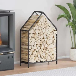 VIDAXL - Portant de bois chauffage noir 60x25x90 cm