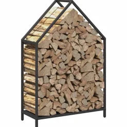 VIDAXL - Portant de bois chauffage noir 60x25x90 cm