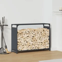 VIDAXL - Portant de bois chauffage anthracite 90x28x65 cm