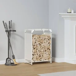 VIDAXL - Portant de bois chauffage blanc 44x28x65 cm