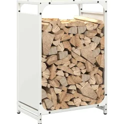 VIDAXL - Portant de bois chauffage blanc 44x28x65 cm
