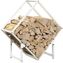 VIDAXL - Portant de bois chauffage blanc 60x25x60 cm