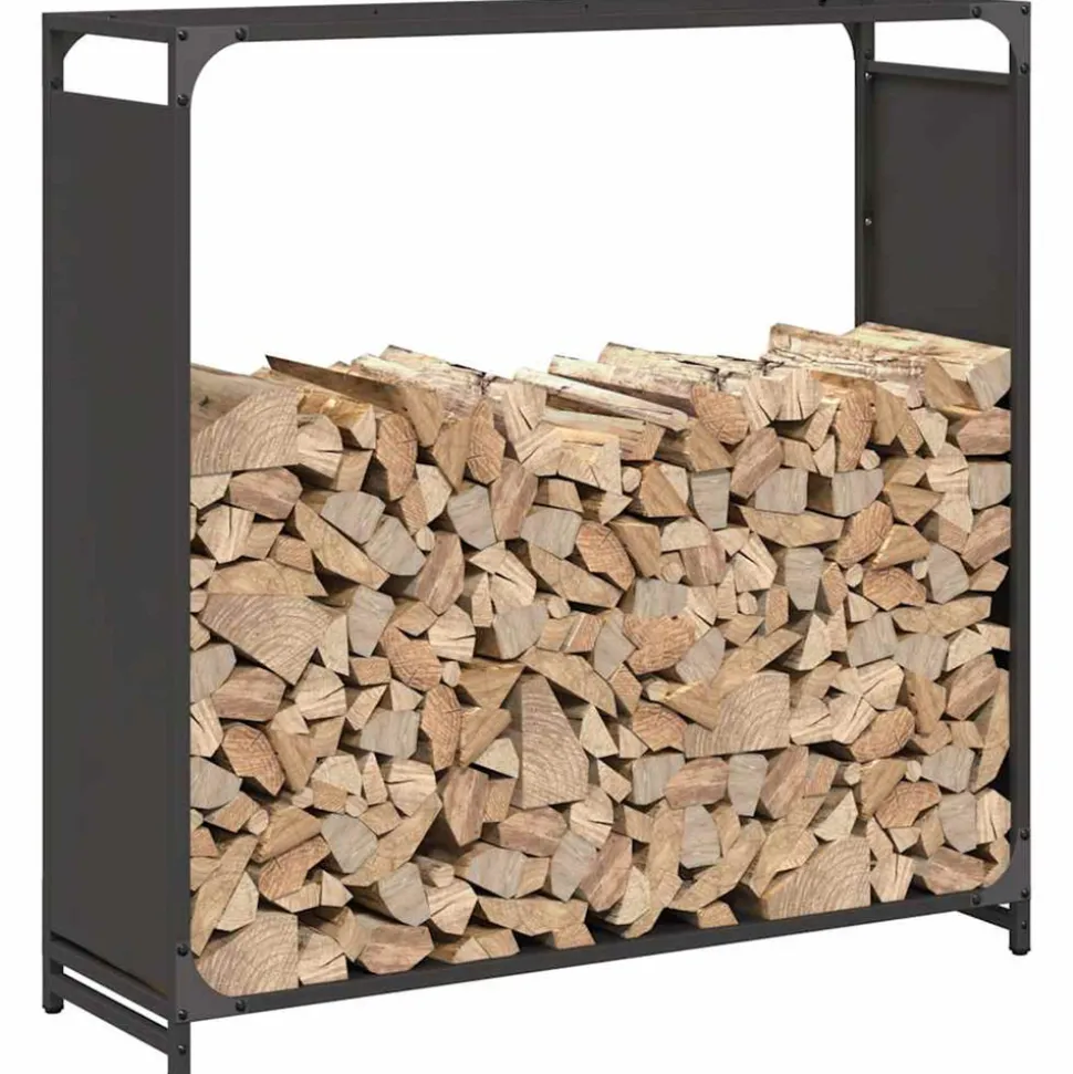 VIDAXL - Portant de bois chauffage noir 90x28x90 cm