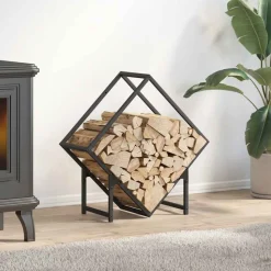 VIDAXL - Portant de bois chauffage noir 60x25x60 cm