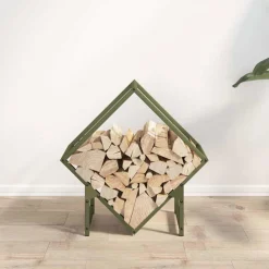 VIDAXL - Portant de bois chauffage vert olive 50x25x50 cm