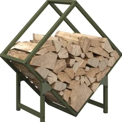 VIDAXL - Portant de bois chauffage vert olive 50x25x50 cm