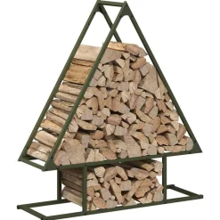 VIDAXL - Portant de bois chauffage vert olive 80x25x90 cm