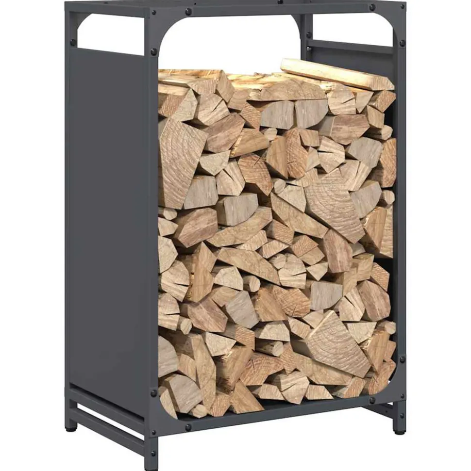 VIDAXL - Portant de bois chauffage anthracite 44x28x65 cm