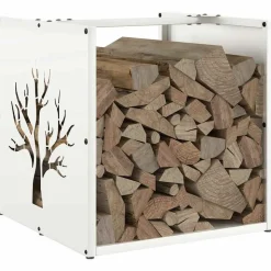 VIDAXL - Portant de bois chauffage blanc 40x40x40 cm
