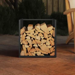 VIDAXL - Portant de bois chauffage noir 40x40x40 cm