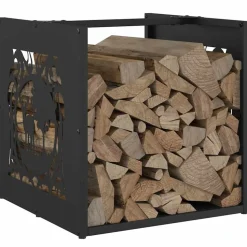 VIDAXL - Portant de bois chauffage noir 40x40x40 cm