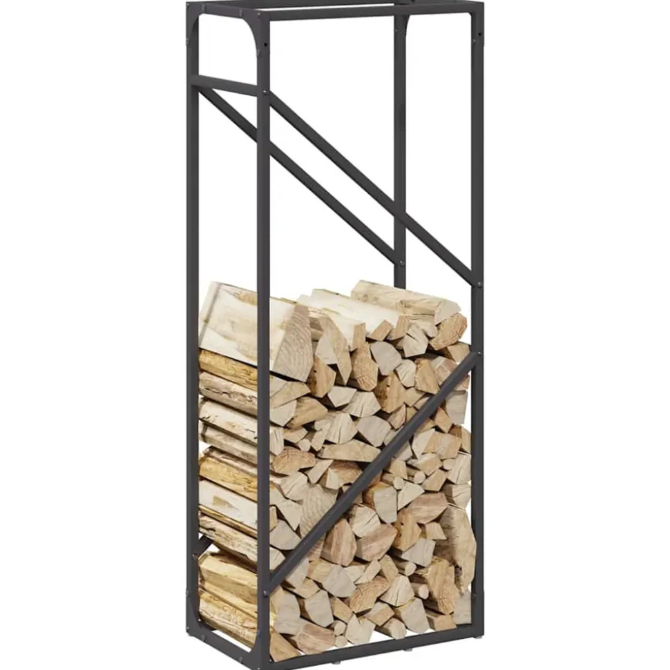 VIDAXL - Portant de bois chauffage noir 40x25x100 cm
