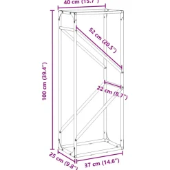 VIDAXL - Portant de bois chauffage noir 40x25x100 cm