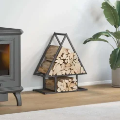 VIDAXL - Portant de bois chauffage noir 50x25x60 cm