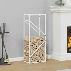 VIDAXL - Portant de bois chauffage blanc 40x25x100 cm