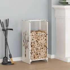 VIDAXL - Portant de bois chauffage blanc 40x30x80 cm