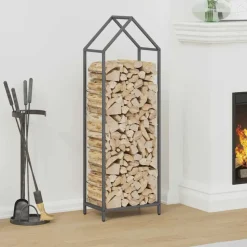 VIDAXL - Portant de bois chauffage anthracite 40x25x120 cm