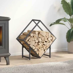 VIDAXL - Portant de bois chauffage anthracite 60x25x60 cm