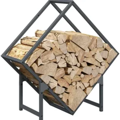 VIDAXL - Portant de bois chauffage anthracite 60x25x60 cm