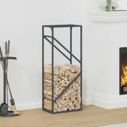 VIDAXL - Portant de bois chauffage anthracite 40x25x100 cm