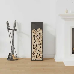 VIDAXL - Portant de bois chauffage noir 25x25x80 cm