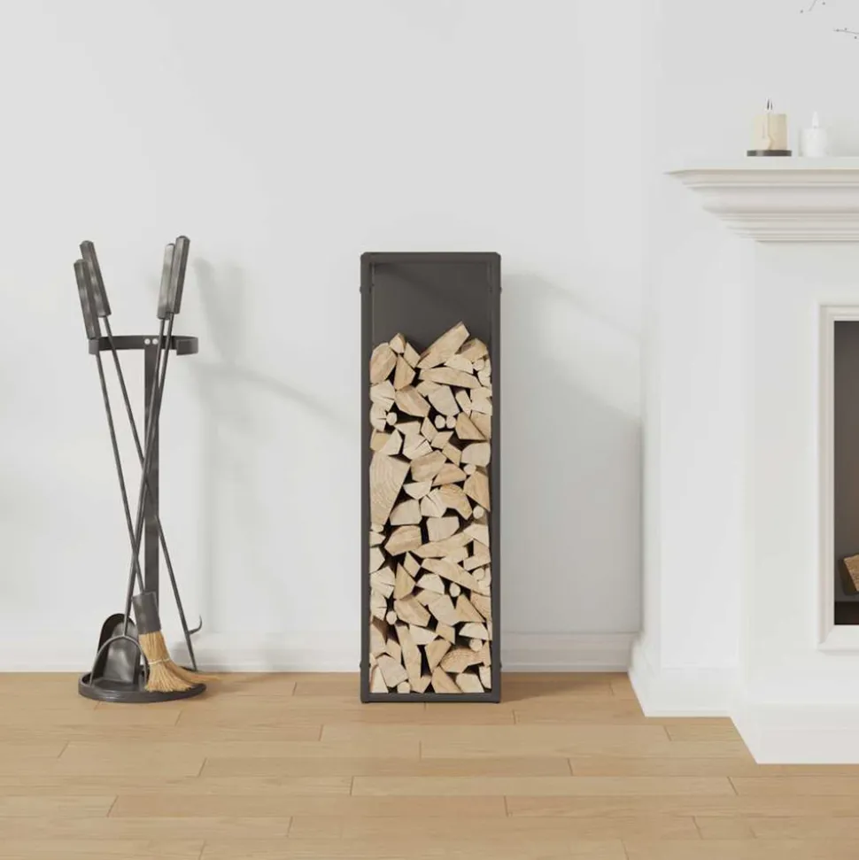 VIDAXL - Portant de bois chauffage noir 25x25x80 cm