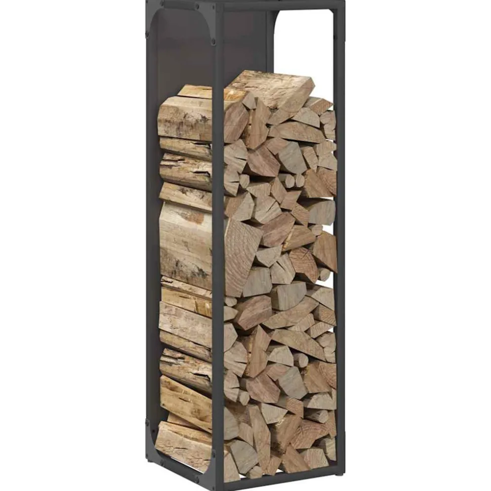 VIDAXL - Portant de bois chauffage noir 25x25x80 cm