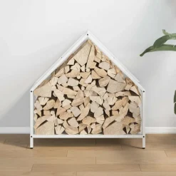 VIDAXL - Portant de bois chauffage blanc 60x25x60 cm