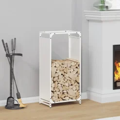 VIDAXL - Portant de bois chauffage blanc 44x28x90 cm