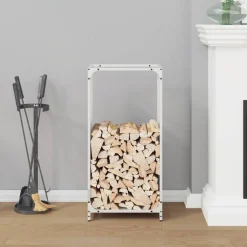 VIDAXL - Portant de bois chauffage blanc 44x28x90 cm