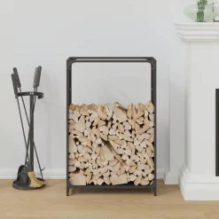 VIDAXL - Portant de bois chauffage noir 60x28x90 cm acier laminé à froid