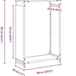 VIDAXL - Portant de bois chauffage noir 60x28x90 cm acier laminé à froid