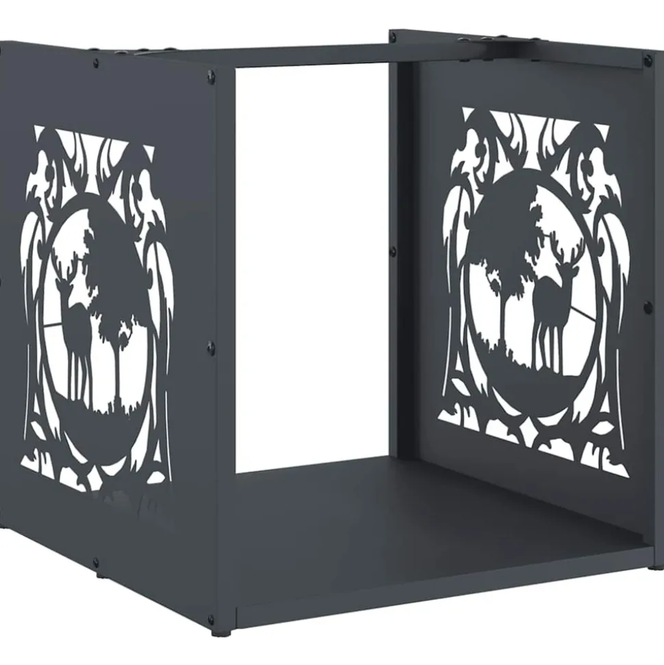 VIDAXL - Portant de bois chauffage anthracite 40x40x40 cm