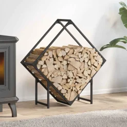 VIDAXL - Portant de bois chauffage noir 80x25x80 cm