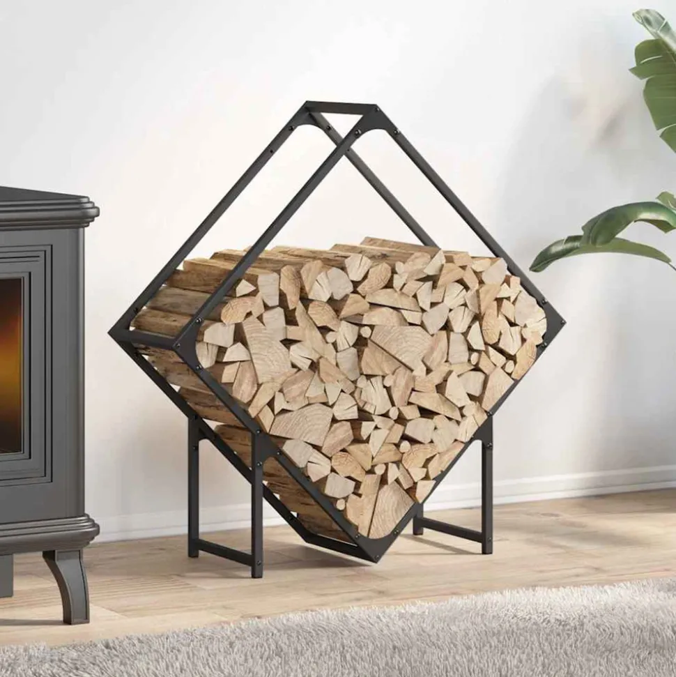 VIDAXL - Portant de bois chauffage noir 80x25x80 cm