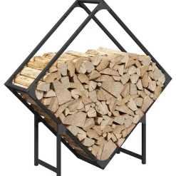 VIDAXL - Portant de bois chauffage noir 80x25x80 cm