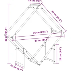 VIDAXL - Portant de bois chauffage noir 80x25x80 cm