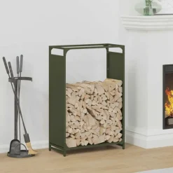 VIDAXL - Portant de bois chauffage vert olive 60x28x90 cm