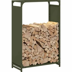 VIDAXL - Portant de bois chauffage vert olive 60x28x90 cm
