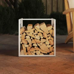 VIDAXL - Portant de bois chauffage blanc 40x40x40 cm