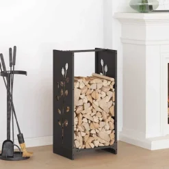 VIDAXL - Portant de bois chauffage noir 40x30x80 cm