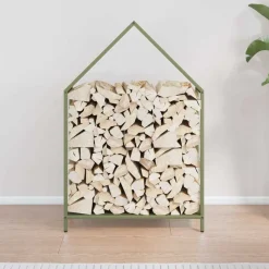 VIDAXL - Portant de bois chauffage vert olive 60x25x90 cm