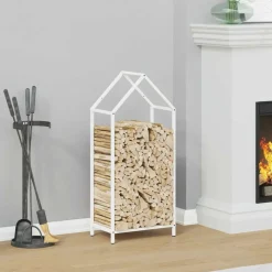 VIDAXL - Portant de bois chauffage blanc 40x25x90 cm