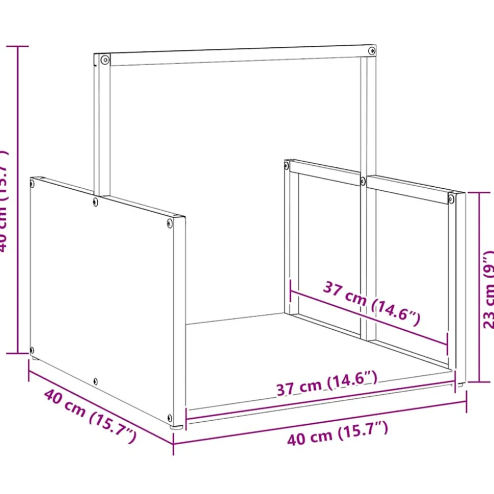 VIDAXL - Portant de bois chauffage noir 40x40x40 cm
