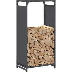 VIDAXL - Portant de bois chauffage anthracite 44x28x90 cm