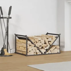 VIDAXL - Portant de bois chauffage noir 70x43x34,5 cm