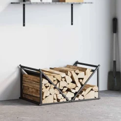 VIDAXL - Portant de bois chauffage noir 70x43x34,5 cm