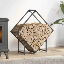 VIDAXL - Portant de bois chauffage anthracite 80x25x80 cm