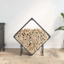 VIDAXL - Portant de bois chauffage anthracite 80x25x80 cm